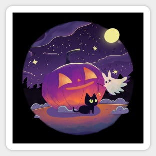 A black cat and a friendly ghost Sticker